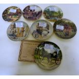 Seven china plates entitled - The Haywain by John Constable; The Harness Maker; The Horse Collar