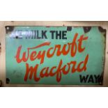 Enamel advertising sign - Weycroft MacFord, 15ins x 9ins
