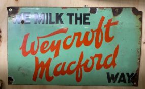 Enamel advertising sign - Weycroft MacFord, 15ins x 9ins