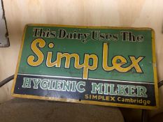 Enamel advertising sign - Simplex Hygienic Miler, 13ins x 7.5ins