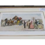 Four framed and glazed coaching prints by Ludovici of Dickensian scenes.