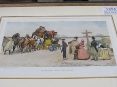 Four framed and glazed coaching prints by Ludovici of Dickensian scenes.