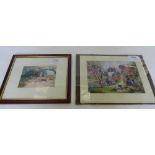 Two Gypsy Wagon prints - one is a watercolour by Enid Munroe and the other a print by A.Harrison