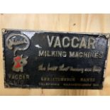 Cast iron advertising sign - Vaccar Milking Machine, 14ins x 8ins