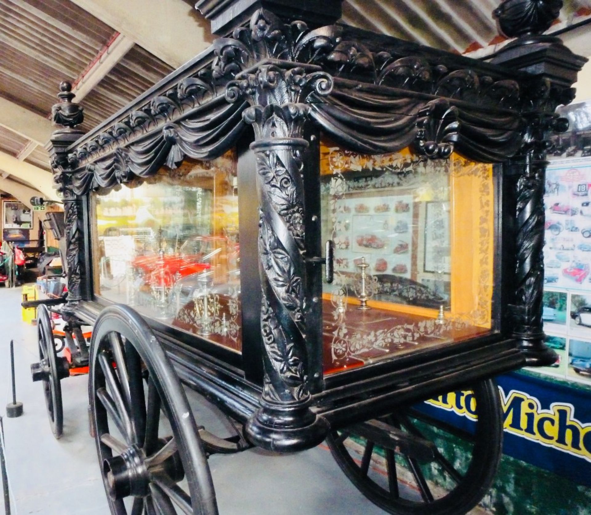 IRISH COOKSTOWN FLORAL HEARSE built by Cookstown of Ireland, circa 1850. Painted black with - Image 3 of 4