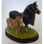 Model by Border Fine Arts of a Welsh Cob mare and foal by Anne Wall