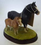 Model by Border Fine Arts of a Welsh Cob mare and foal by Anne Wall