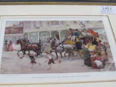 4 framed & glazed prints by Ludovici of Dickensian scenes