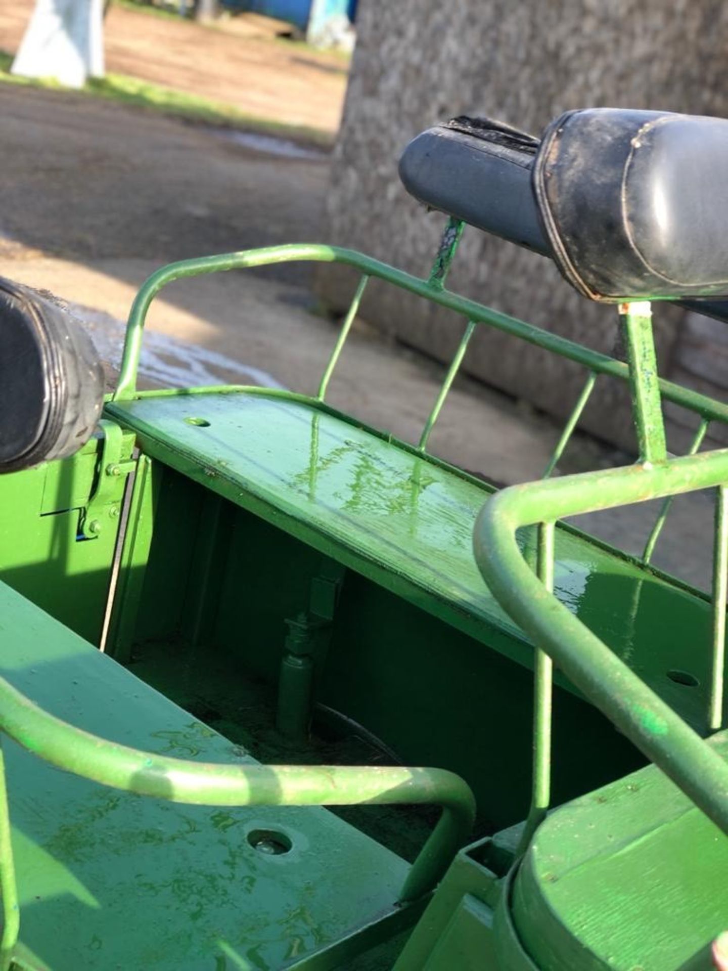 EXERCISE CARRIAGE painted green and approx. 15 years old to take full size pair. Measures 9ft long x - Image 4 of 8