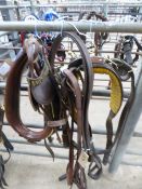 Set of English brown leather/brass pony harness