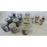 Collection of 12 mugs depicting horse racing legends