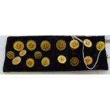 Presentation brass buttons with a whip running through, circa 1920 by Stones of Romford (view in