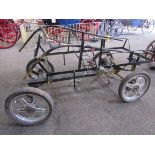 FRAME OF A FOUR-WHEEL CARRIAGE to suit 14 to 15hh. Fitted with pneumatic tyres and disc brakes and