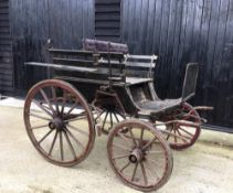 PONY DOG CART built by J. Petit, a good quality provincial builder. Painted black with a burgundy