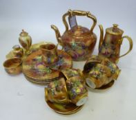 China tea set for a Gypsy Wagon, a teapot and a biscuit barrel in the shape of a Gypsy Wagon