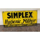 Enamel advertising sign - Simplex Hygienic Milker, 12ins x 7ins