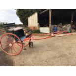 EXERCISE CART to suit 14.2 to 16hh. Painted black on a red undercarriage with cream buttoned