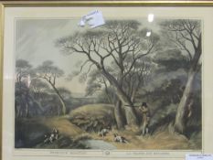 2 x Burr walnut framed shooting prints by Edward Orme. Estimate £10-20.