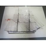 4 x framed and glazed sailing prints, 1 as found. Estimate £10-20.