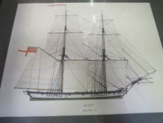 4 x framed and glazed sailing prints, 1 as found. Estimate £10-20.