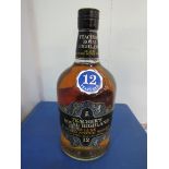 26 2/3fl.oz bottle of Teachers Royal Highland De Luxe blended Scotch whisky 12 year old, 75 proof.