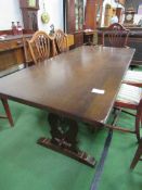 Oak refectory-style table. 168 x 75 x 75cms. Estimate £10-30.