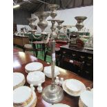 Large white metal candelabrum, height 79cms. Estimate £20-30.