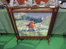 Mahogany framed tapestry fireplace screen, 70 x 2.5 x 78cms. Estimate £10-20.