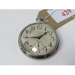 Goliath clock, marked Waltham, 8 days, second hand dial. Going order. Estimate £30-50.