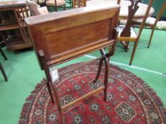 Oak campaign-style writing desk, 62 x 62 (open) x 77 (open). Estimate £80-120.