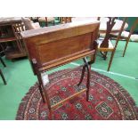 Oak campaign-style writing desk, 62 x 62 (open) x 77 (open). Estimate £80-120.