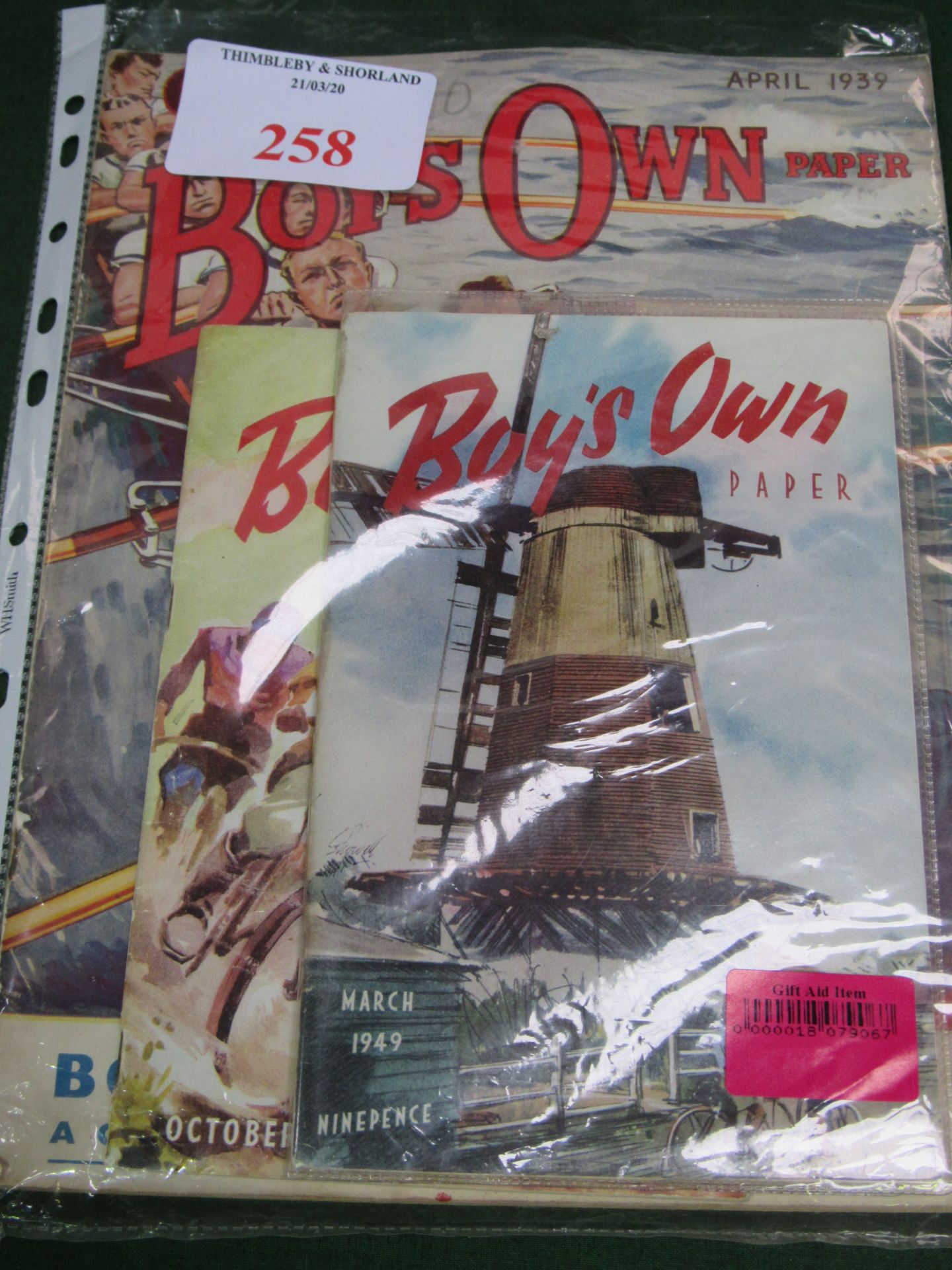 1939 Boys Own Magazine, together with two 1949 copies. Estimate £20-30.