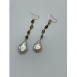 Tormaline and pearl drop earrings. Estimate £200-250.