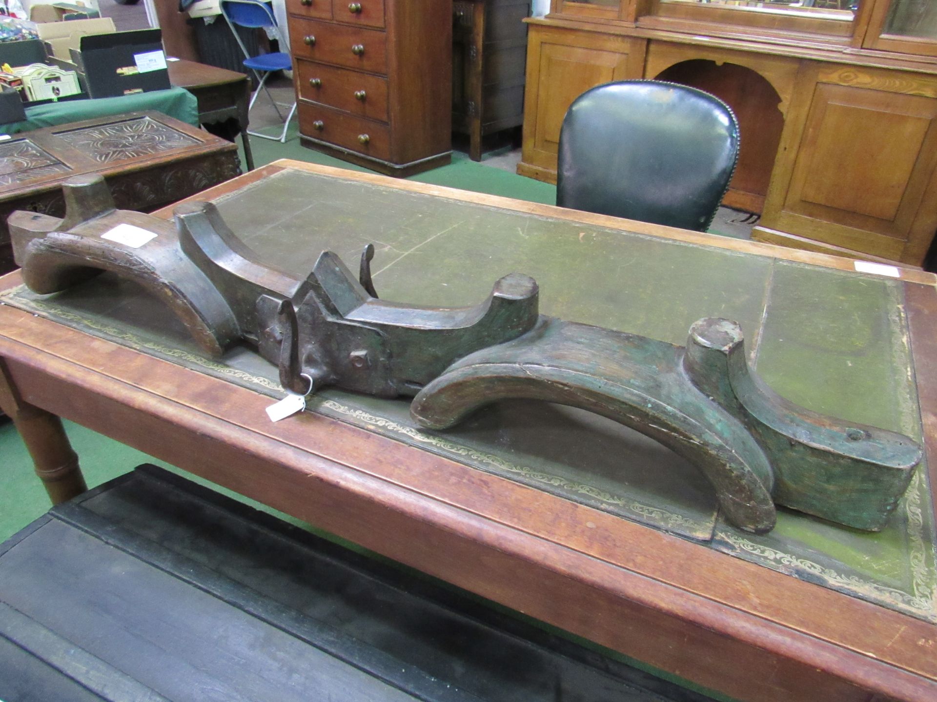 Vintage decorative double Ox Yoke of wood and iron construction. Estimate £50-80. - Image 2 of 2