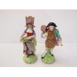 Pair of 18 / 19th century Derby-style hard paste porcelain figures, height 15 and 17cms. Estimate £