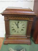 Ansonia Clock Co., New York, oak cased mantel clock, strikes the half-hour and hour. Going order.