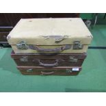 3 vintage suitcases. Estimate £35-50.