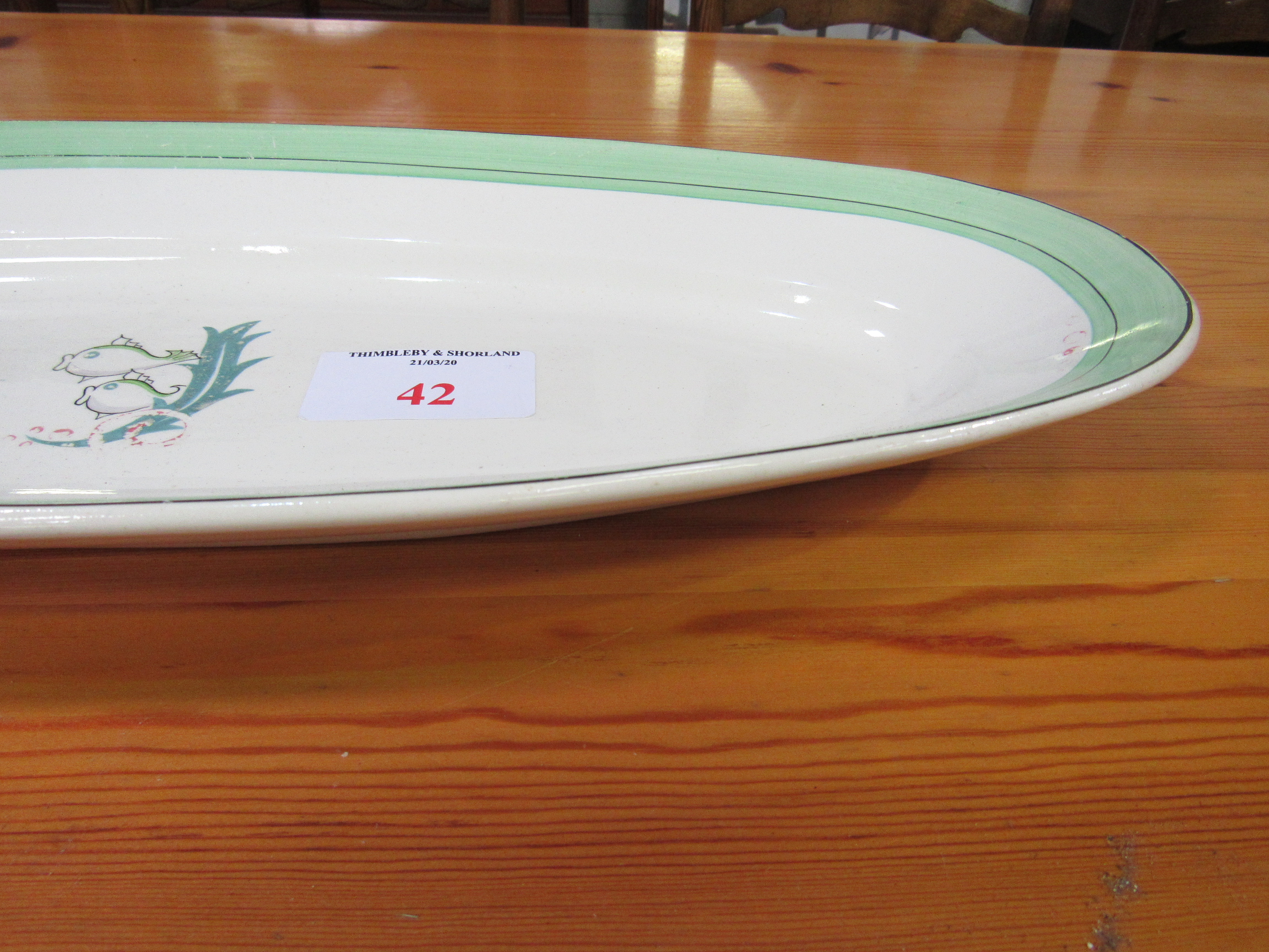 Clarice Cliff fish serving dish, length 57cms, together a Victorian wash bowl 39cms diameter. - Image 3 of 5