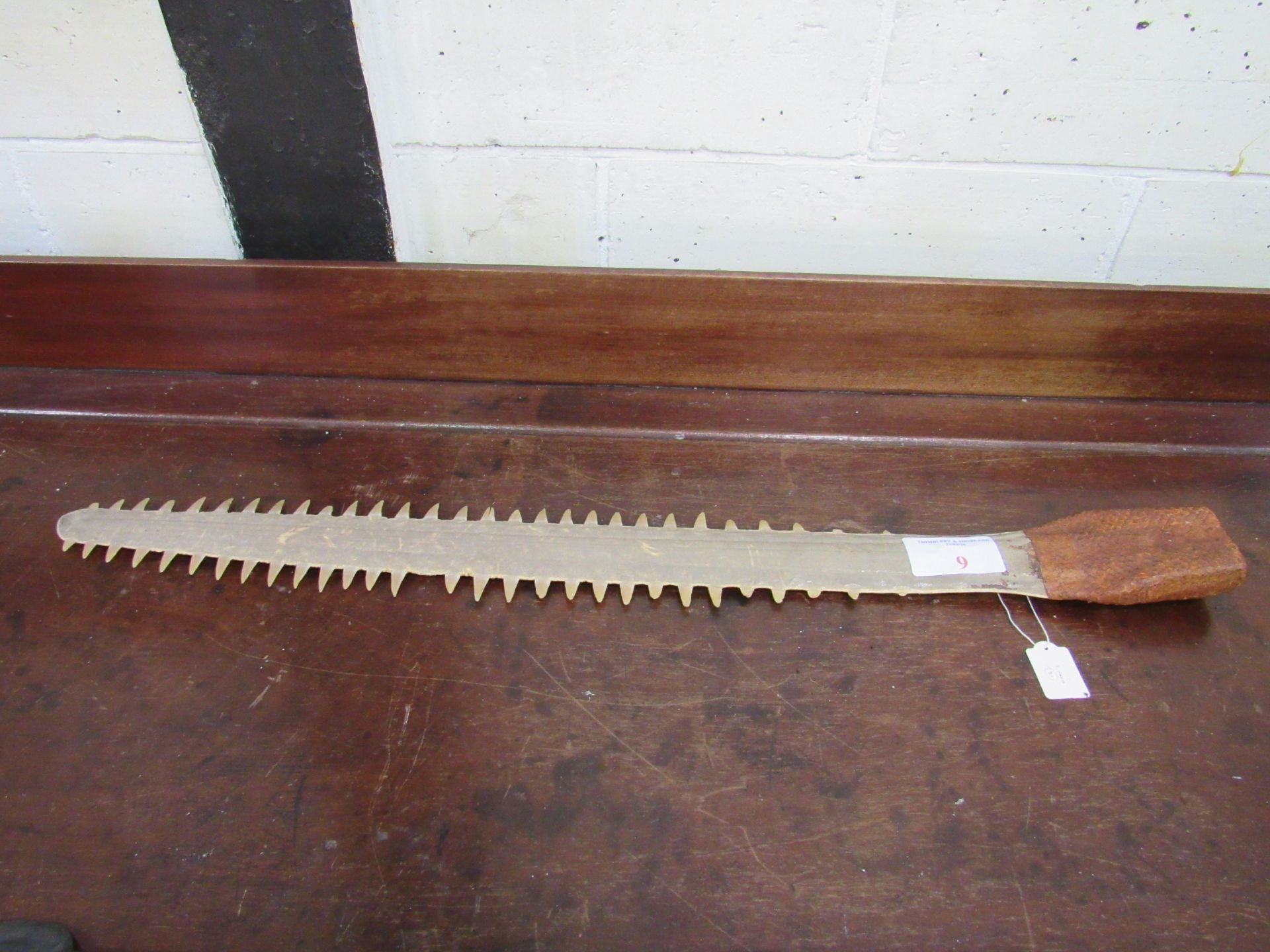 Rare Taxidermy Polynesian ""Saw Fish"" Sword. Python Skin handle. Estimate £80 - 120.