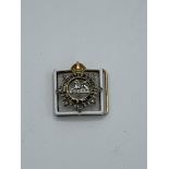 Military rose diamond and enamel scarf pin (marked the Manchester Regiment Egypt). Estimate £150-