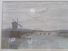 Framed & glazed watercolour of a mill by a river signed Will Fielder, 1979. Estimate £20-30