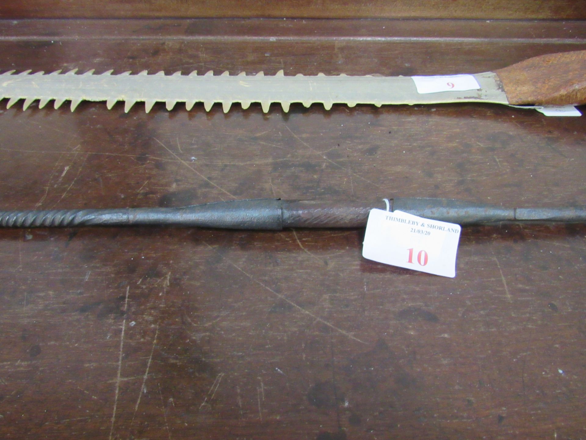 19th Century Zulu, hand beaten heavy metal war spear with spear blade point and long spike butt end. - Image 3 of 3