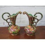 Pair of large Belgian gilded lustre-ware Grecian urn vases, profuse decoration. Estimate £20-30.