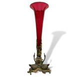 Ormolu and cranberry glass Epergne, height 48cms. Estimate £150-200.