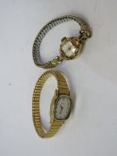 Oris 15 jewel manual wind lady's wrist watch in gold coloured case marked 10 O.W.C, not going,