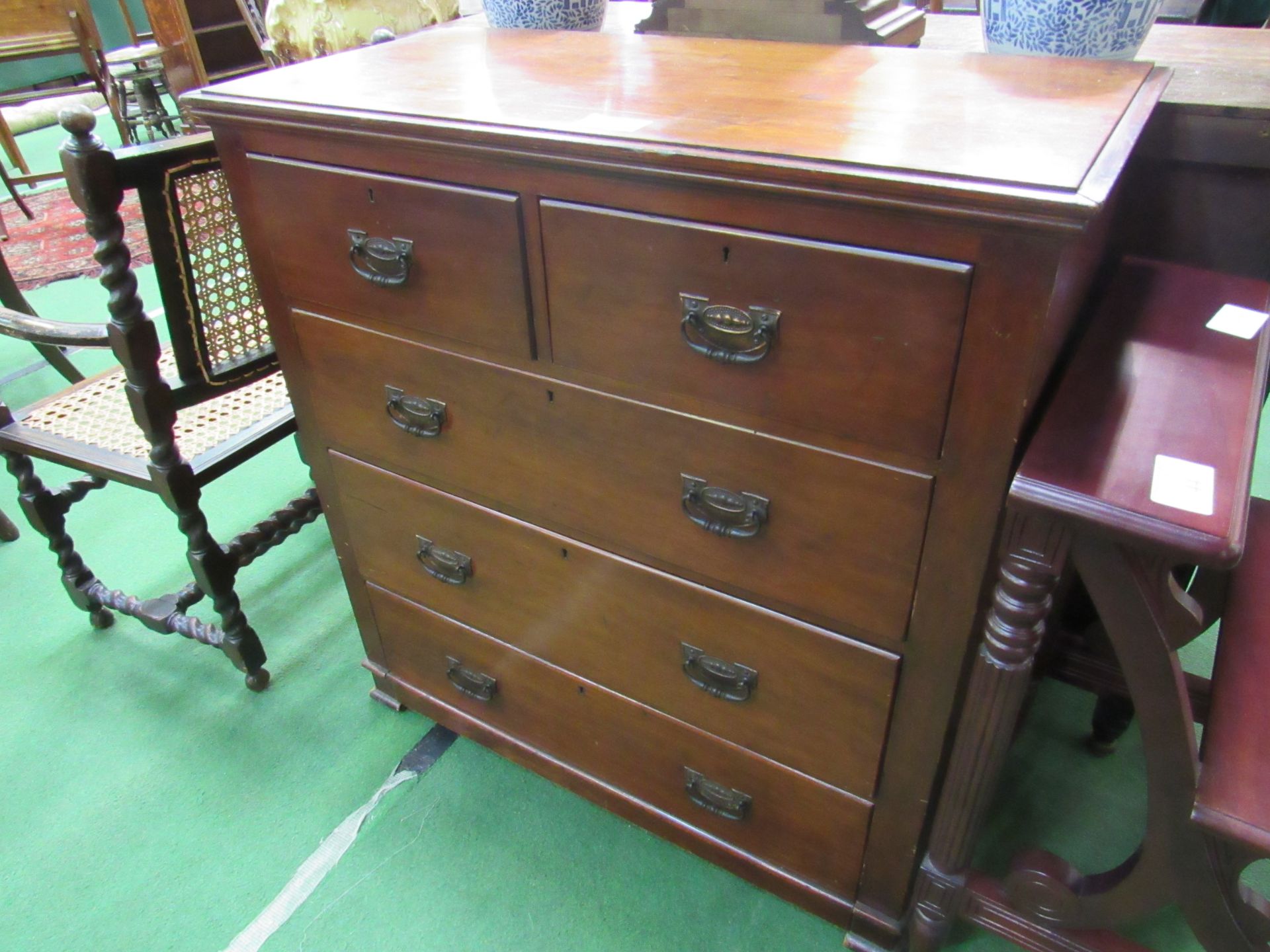 Mahogany chest of 2 over 3 drawers. 96 x 45 x 100cms. Estimate £40-60. - Image 2 of 3