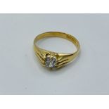 18ct gold old cut solitaire diamond ring, size Q, weight 3.6gms Estimate £600-650.