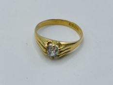 18ct gold old cut solitaire diamond ring, size Q, weight 3.6gms Estimate £600-650.