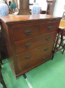 Mahogany chest of 2 over 3 drawers. 96 x 45 x 100cms. Estimate £40-60.