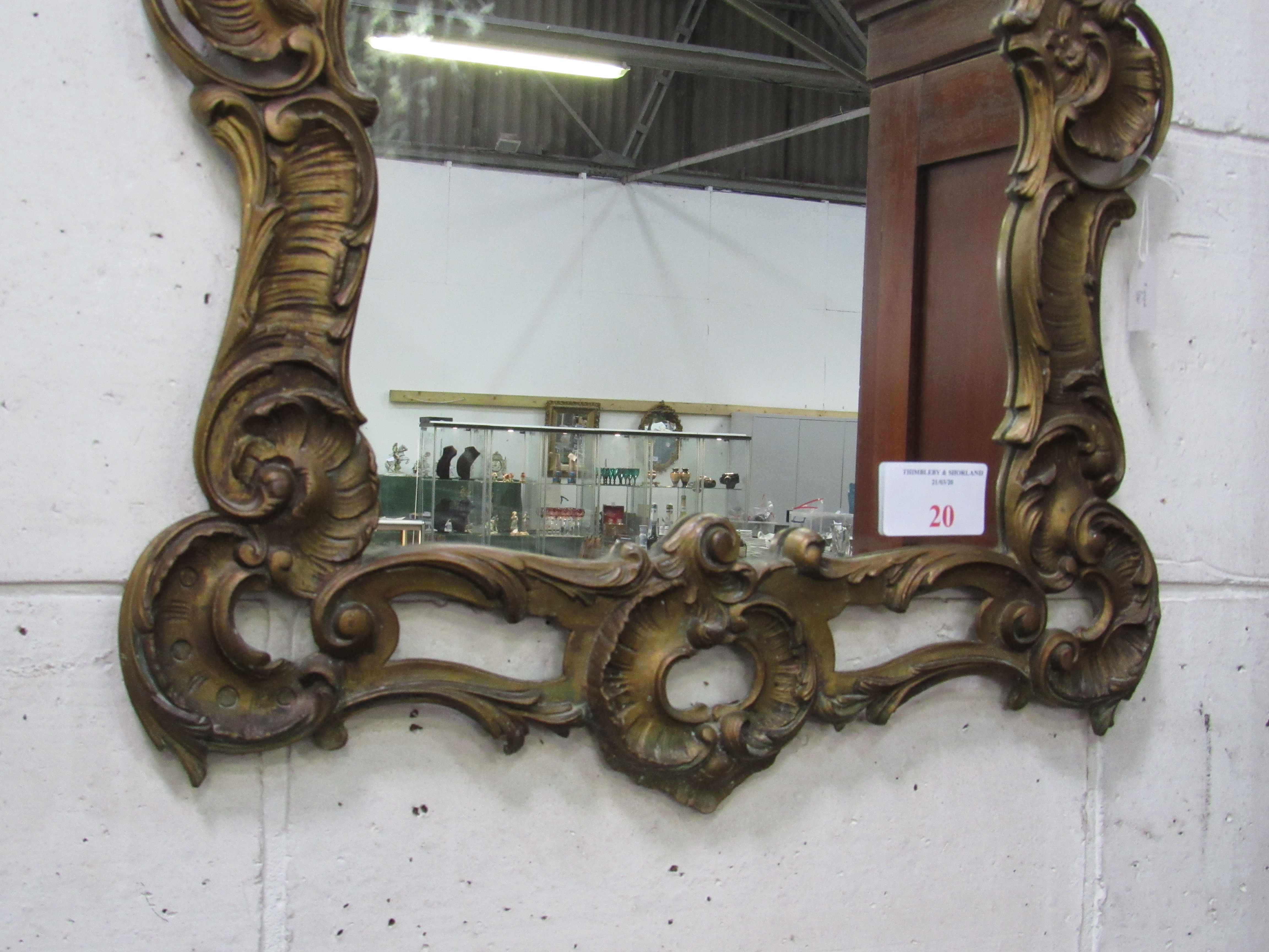 Large ornate gilded serpentine shape gilt frame mirror. Estimate £20-30. - Image 2 of 3